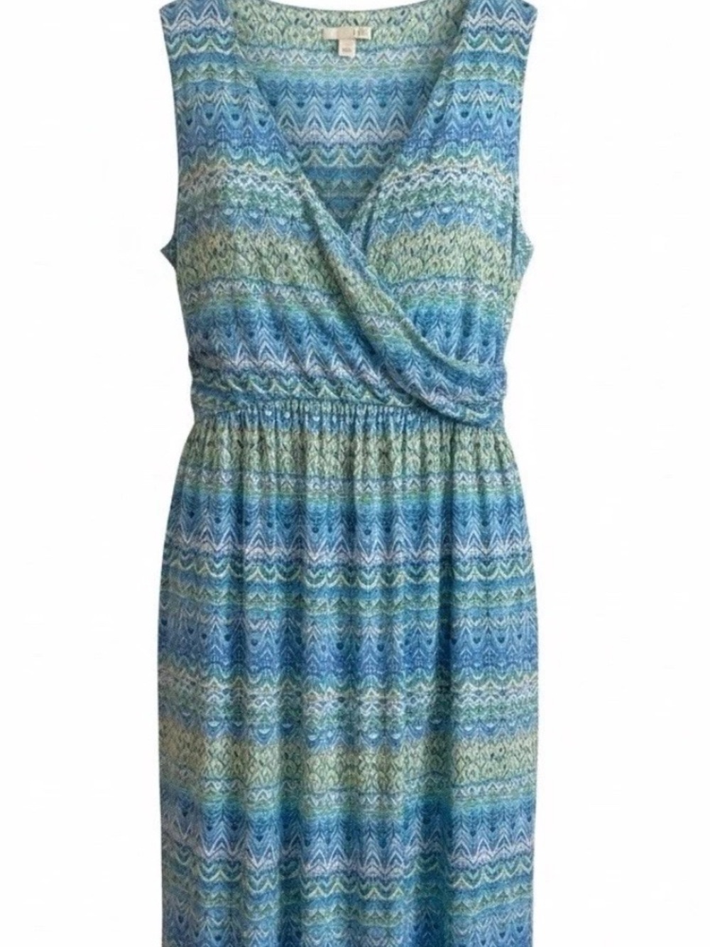 J. Jill blue green print long maxi dress medium petite